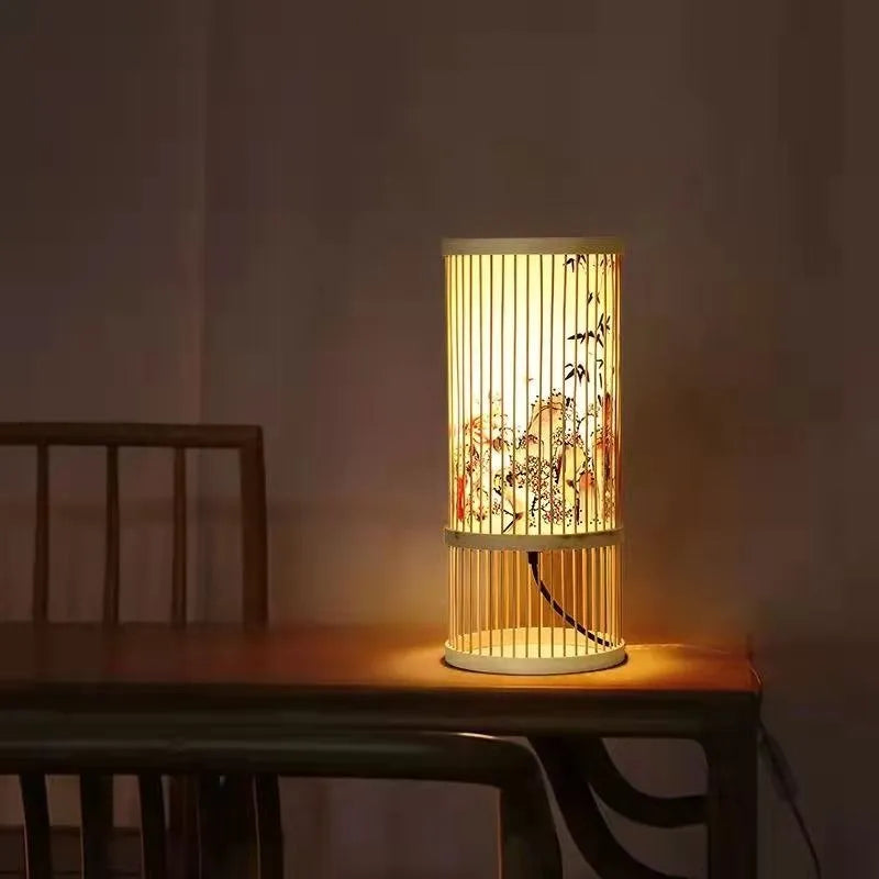 Japanische Nachttischlampe aus Bambus Zen
