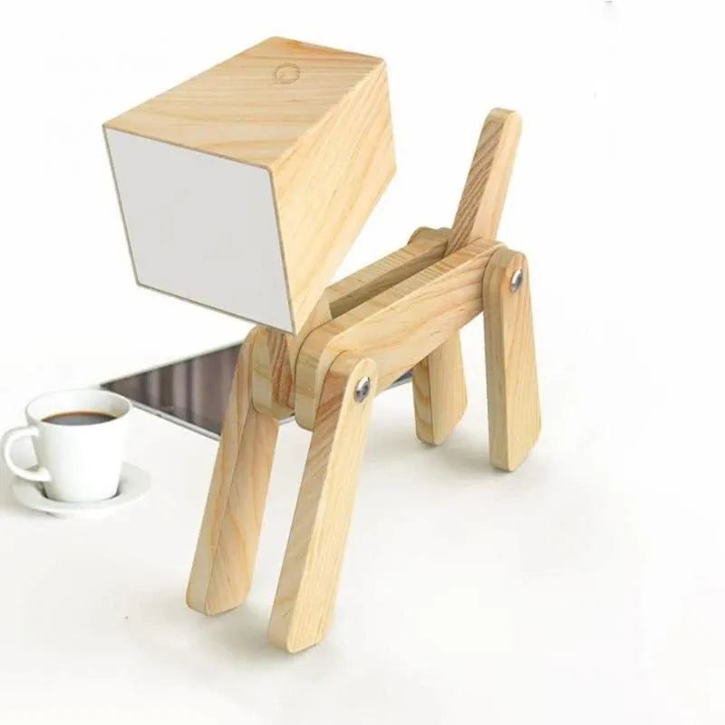 Nachttischlampe Hund Holzform
