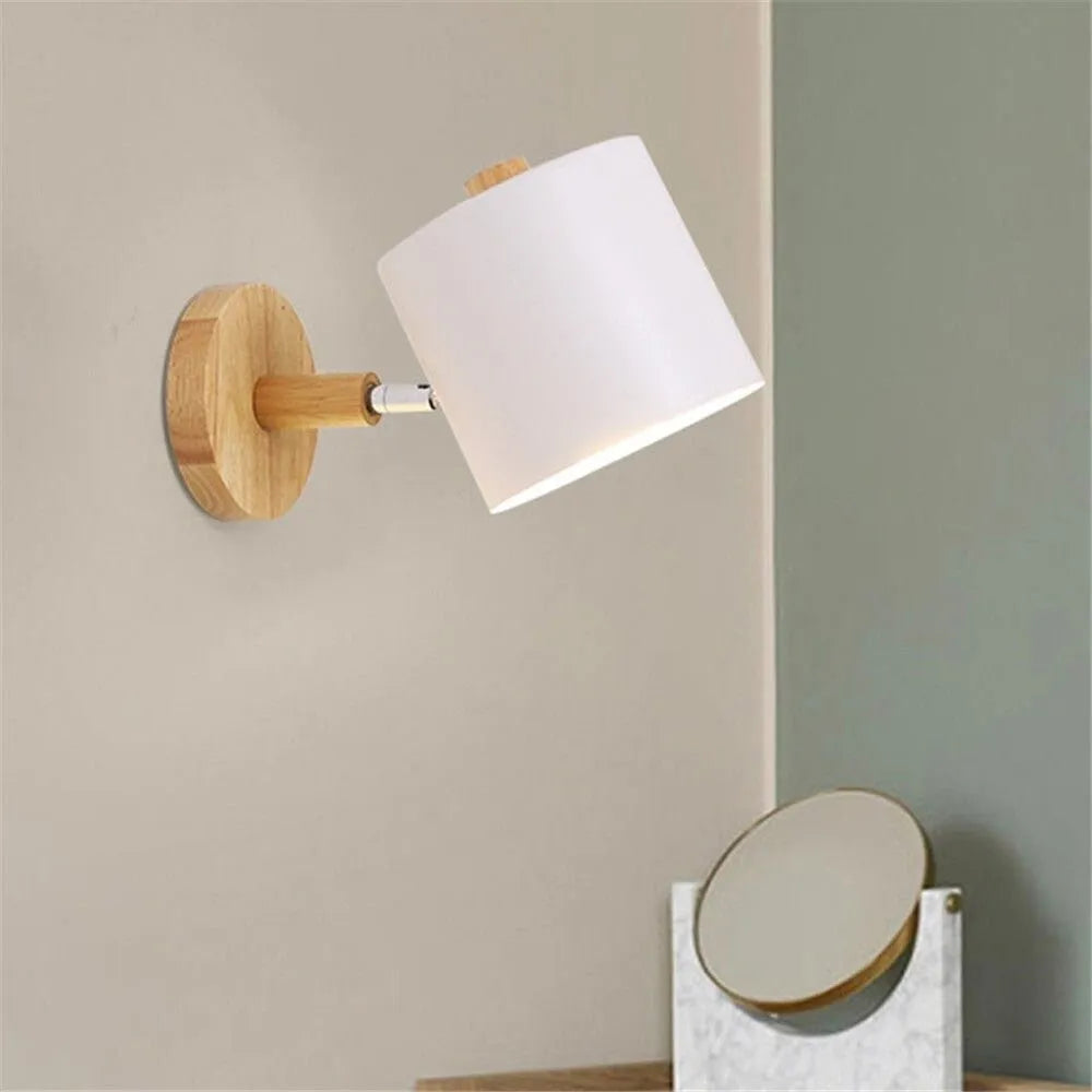 Bettlampe Wand Holz Skandinavischer Stil