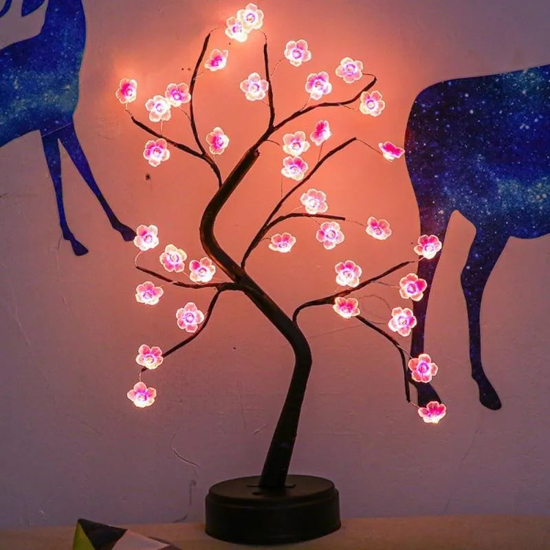 Blühender Bonsai-Nachttischlampe