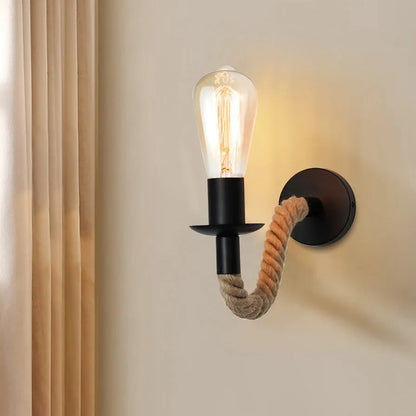 Industrielle Wand-Bettlampe aus Seil