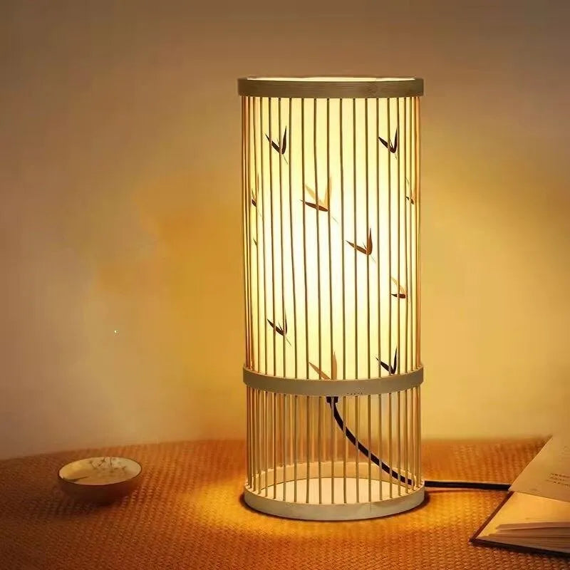 Japanische Nachttischlampe aus Bambus Zen