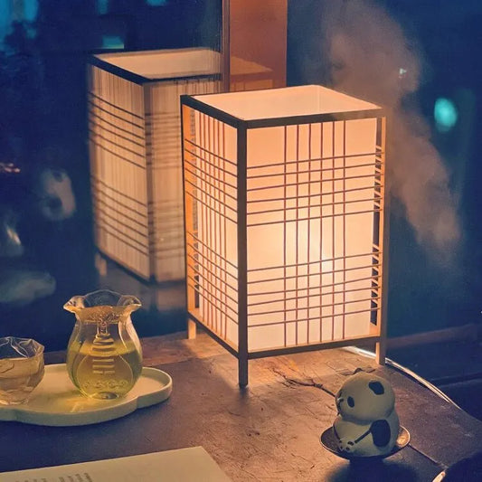 Japanischer Quadratischer Nachttischlampe