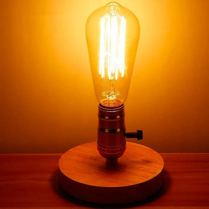 Nachttischlampe Holz Edison