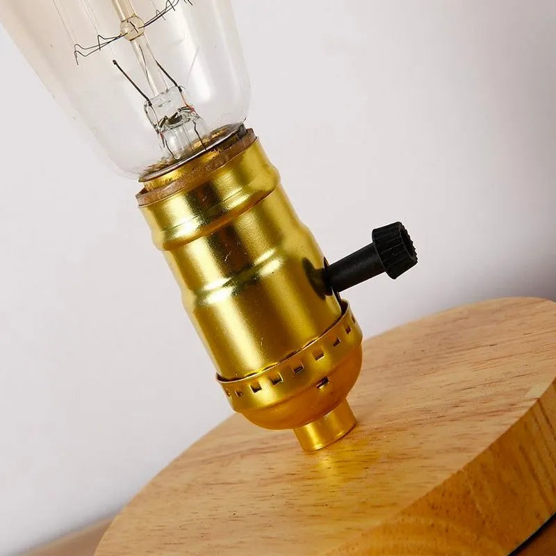 Nachttischlampe Holz Edison