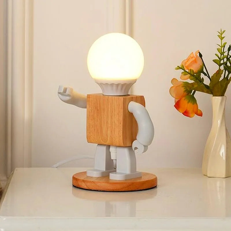Nachttischlampe Holz Humanoid