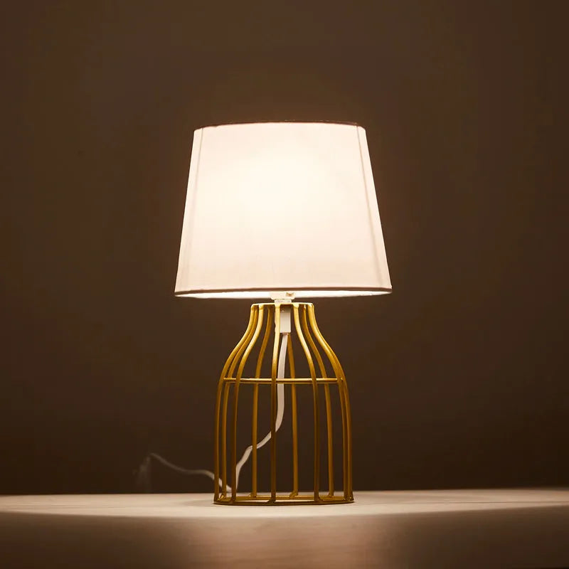Nachttischlampe Retro Metall Gold/Weiß