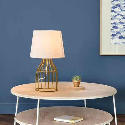 Nachttischlampe Retro Metall Gold/Weiß