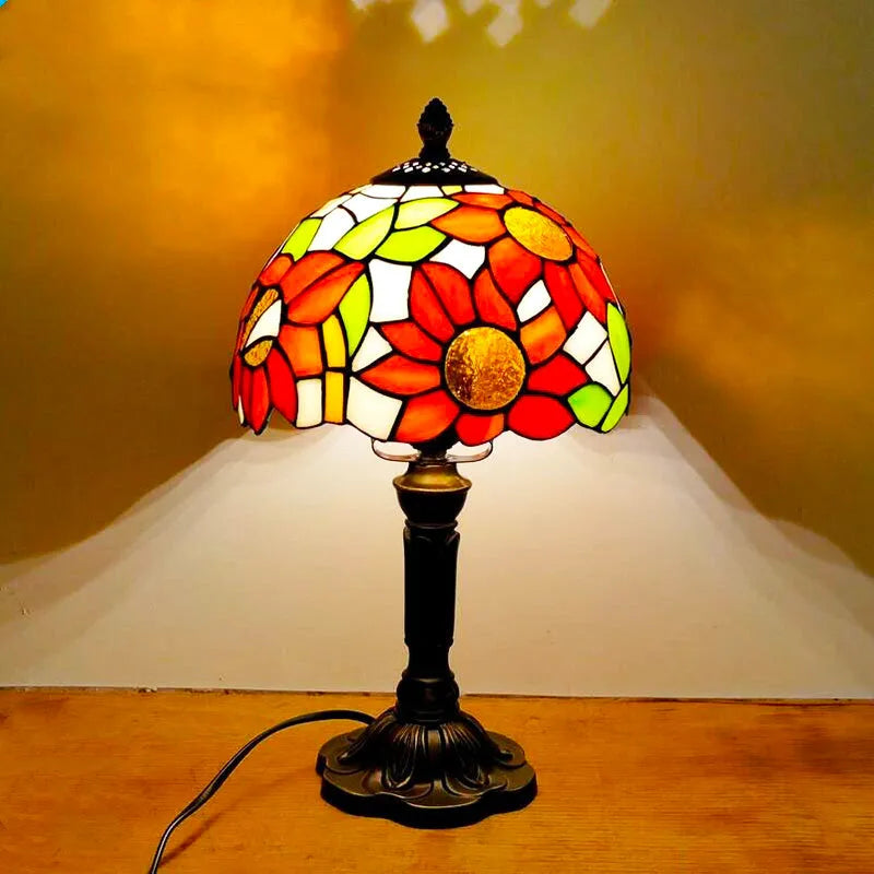 Vintage Nachttischlampe Rot Tiffany