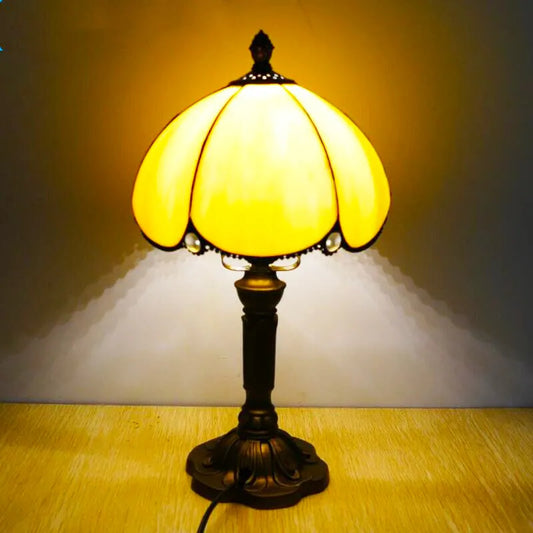 Vintage Tiffany Nachttischlampe Gelb