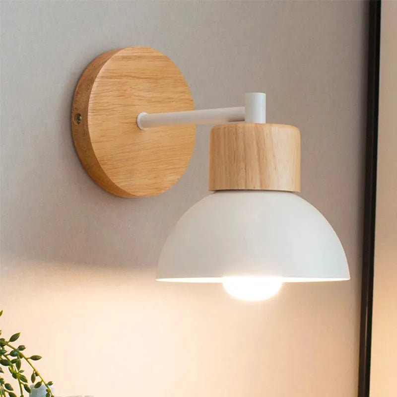 Wandleuchte Nachttischlampe Retro Holz